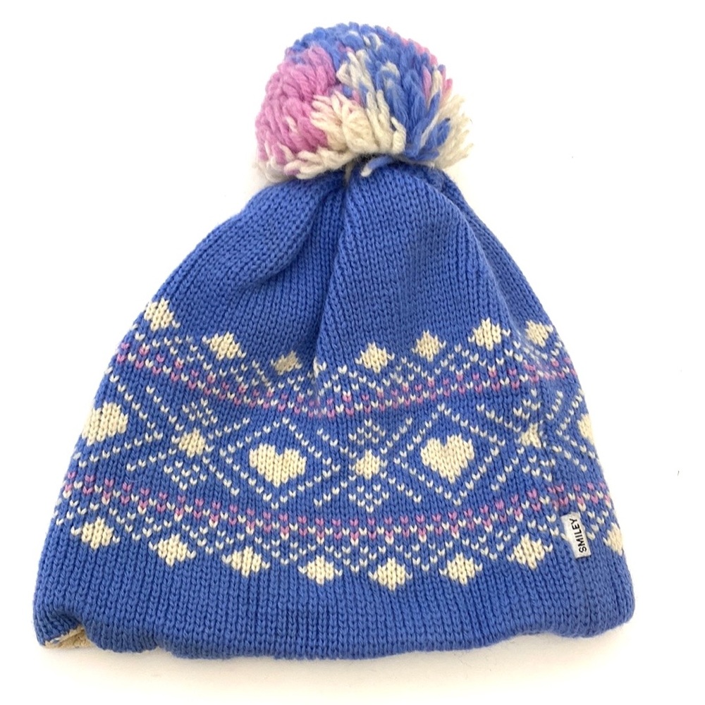 Smiley Women's Nordic Fair Isle Pom Pom Beanie